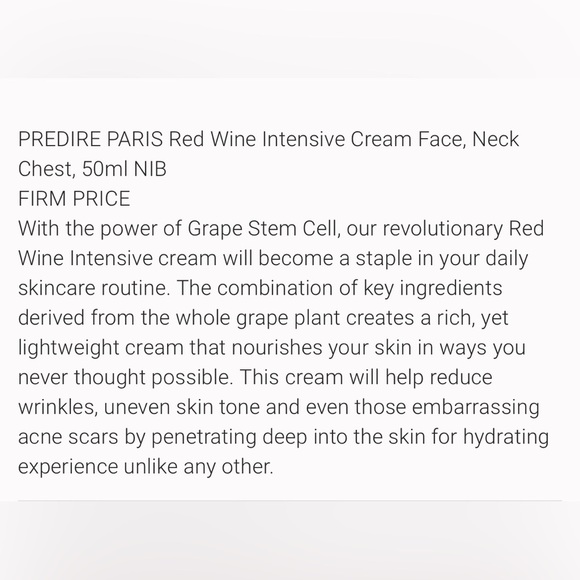 NIB PREDIRE PARIS Red Wine Intensive Cream Face, Neck Chest, 50ml - Picture 3 of 4